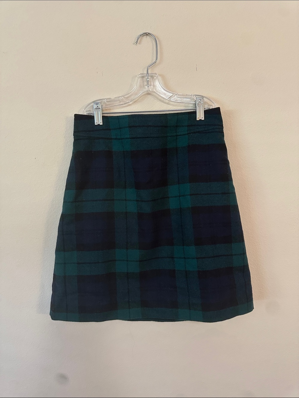 J. Crew Green and Navy Plaid A-Line Skirt